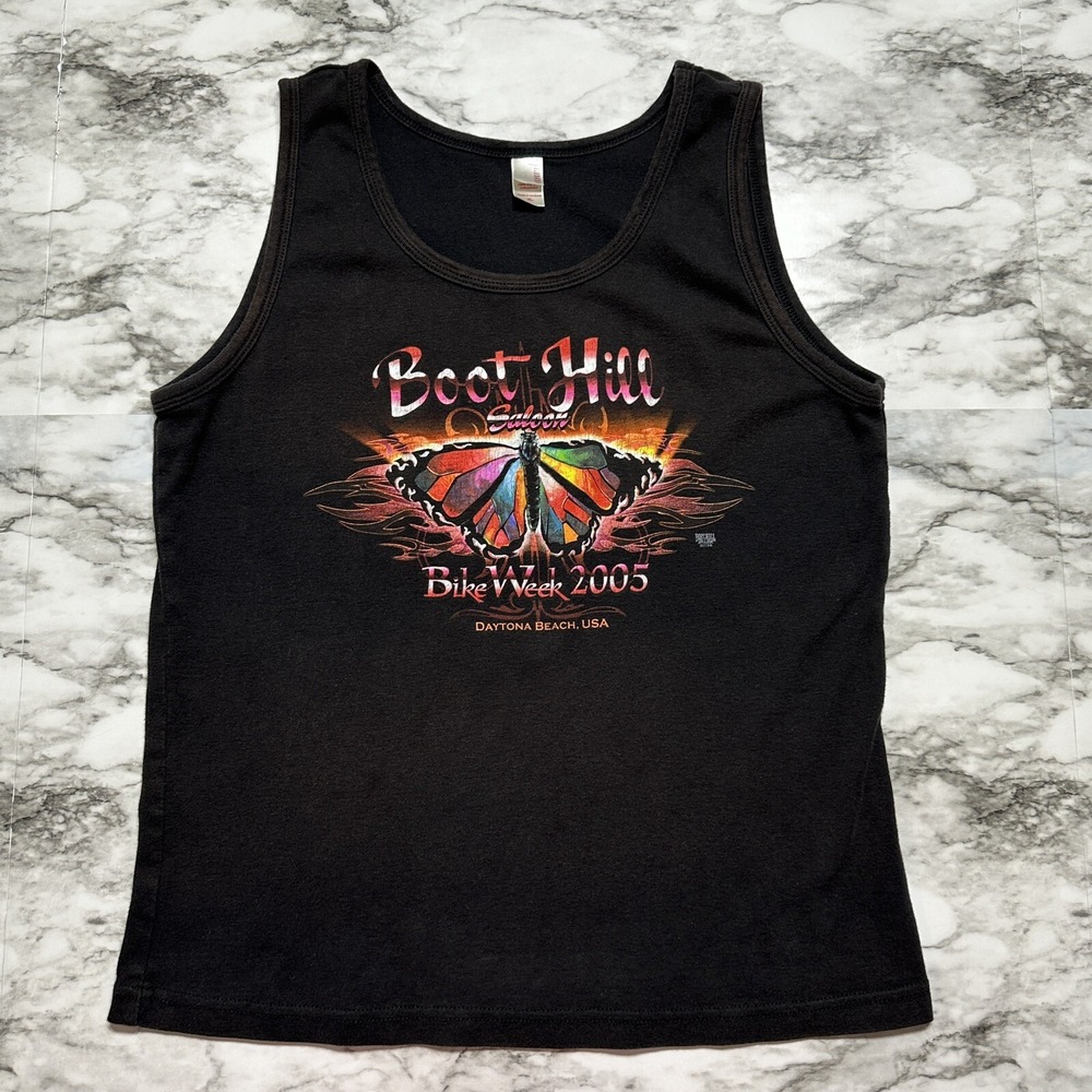 2005 DAYTONA BIKE WEEK Tank Top Womens XL Petite Motorcycle BOOT HILL SALOON VTG